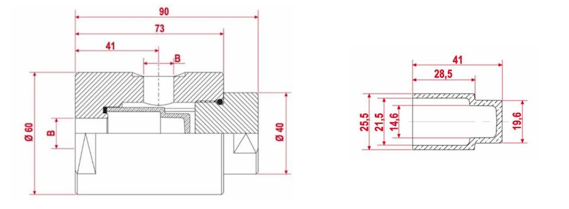 dimensioni filtri oleodinamici per impianti ad altissima pressione a 90&deg; della Serie 500