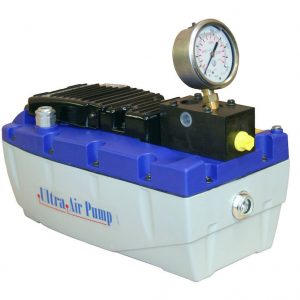 Air-hydraulic pump with pneumatic piston drive